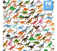 DOITEM Dinosaur Toys, Plastic Mini Dinosaur Figure Toy Set Including T-rex, Stegosaurus, Monoclonius for Kids Toddler Dinosaur Birthday Party Favors, Christmas Valentines Day Gifts, 78 Pack