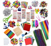 DOITEM DIY Arts Crafts Supplies for Kids - Colorful and Creative Arts, Includes Pom poms, Pipe Cleaners, Feather, Felt, Popsicle Sticks for Kids and Toddlers