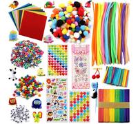 DOITEM DIY Arts Crafts Supplies for Kids- Over 1000 Pieces of Colorful and Creative Arts, Includes Pom poms, Pipe Cleaners, Felt, Popsicle Sticks Sheets Beads Sequins for Kids and Toddlers