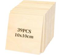 DOITEM Plywood Sheets, 39Pcs Thin Wood Sheets Basswood Sheet 100x100x1.5mm Wooden Blank for Cricut Maker Wood Craft Painting Engraved Model Making Projects