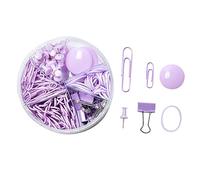 DOITOOL 1 Box Multi Function Decorative Thumb Tacks Binder Clips Portable Paper Clips Set for Organizing Documents Notes Photos More Material Macaron Colors Lavender