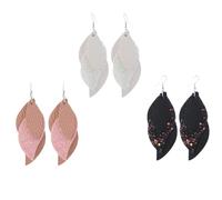 DOITOOL 1 Pair Black Leather Drop Earrings with Sequin Detail for Women, Fashion Ear Dangle Suitable for Party and Banquet, Contemporary Style Accessories