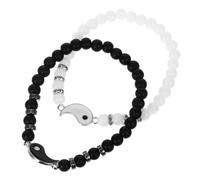 DOITOOL 1 Pair Matching Bracelets for Couples Adjustable Yin Yang Wrist Rope Cord Friendship Bracelet Chic Charming Alloy and Stone Comfortable to Wear Express Love for Graduation