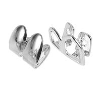 DOITOOL 1 Pair Metal Teeth Grill Hip Hop Teeth Grill Hip Hop Style Copper Hollowed-out Design Material for Men Cosplay Events Unique Sleek Silver