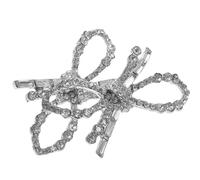 DOITOOL 1 Pair Silver Rhinestones Shoe Clips for Flats and Sandals Glass Crystal Bow Shoe Clips for Wedding and Prom for Women