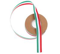 DOITOOL 1 Roll Multi-Functional Polyester Ribbon for Present Wrapping and Flower Bouquet Strap Vibrant Red White Green Striped Design, for DIY Crafts and Decoration