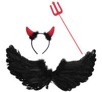 DOITOOL 1 Set Devil Plume Wing Triangle Fork Halloween Headwear Cosplay Costume Party Accessories