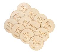 DOITOOL 1 Set Photograph Wood Chips Newborn Photo Prop Newborn Signs The Cards Months Monthly Greeting Newborn Girl Wooden Cards for