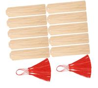 DOITOOL 10 Sets DIY Wooden Bookmarks with Red Tassels Blank Hanging Tags for Coloring Doodle Page Markers for Readers Students Craft Enthusiasts Handmade Gift Craft Supplies