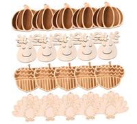 DOITOOL 100 pcs DIY Wooden Boards Fall Harvest Cutouts Unfinished Halloween Wood Ornaments with Smooth Surface for Crafting Coloring and Party Decorations