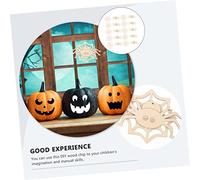 DOITOOL 100 pcs Halloween Wooden DIY Crafts Unfinished Spiderweb and Spider Cutouts Decorative Wooden Slices for Creative Handicrafts Family Fun and Activities