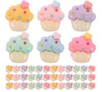 DOITOOL 100pcs Flatback Resin Charms - Cute Mini Resin Flatback Cupcake Charms - Cartoon Headwear Making Ornaments For Hairpin Jewelry Making Diy Hair Clip Decoration
