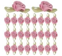 DOITOOL 100pcs Handmade Satin Ribbon Roses Fabric Appliques Tiny Premade Flowers for DIY Wedding Decorations Sewing Crafts Wrapping Fade-Resistant Material Soft Texture Embellishments