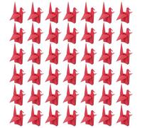 DOITOOL 100pcs Red Origami Paper Cranes Pre-Folded Versatile Ornaments for Shower and Birthday Party Nursery Decor Symbolic of Blessings and Hope