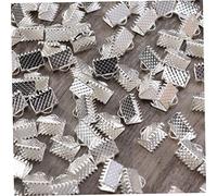 DOITOOL 100PCS Silver Plated Ribbon Ends Crimp Clamps Fastener Clasps for DIY Jewelry Making Suitable for Ribbon Lace Leather Flat Cords Bracelets Necklaces and Craft Accessories