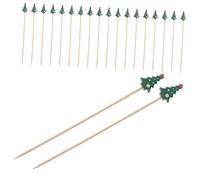 DOITOOL 100pcs Wood Cocktail Picks Bamboo Skewers for Appetizers Drinks with Holiday Gingerbread Design Smooth Fruit Forks Disposable Natural Toothpicks for Parties BBQ Gatherings