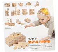 DOITOOL 100pcs Wooden Building Blocks Solid Wood Planks for Crafting and Construction Creative Montessori Enhancing Coordination and Critical Thinking for Adults