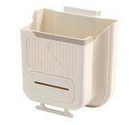 DOITOOL 10l Large Capacity Folding Hanging Kitchen Trash Can, Milk White Multifunctional Compost Bin for Cabinet Door, Space-saving Waste Bucket for Home and Food Scraps