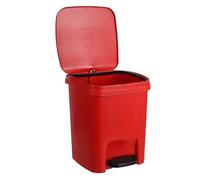 DOITOOL 10l Red Pedal Trash Bin with Flip Lid, Plastic Household Garbage Container for Kitchen, Office, Bathroom, and Bedroom Waste Disposal