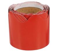 DOITOOL 10m Red Scalloped Bulletin Board Borders Trim Paper, Wear-Resistant Blackboard Border Decoration for Classroom and Home Notice Boards