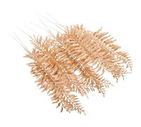 DOITOOL 10pcs Artificial Golden Leaf Picks with Stem for Floral Vase Arrangement Plastic and Iron Wire Faux Leaves Lifelike Tropical Decor for Mall Window Displays and Holiday Flower