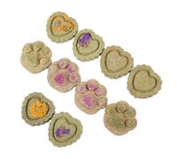 DOITOOL 10pcs Bunny Molar Grass Cake Treats for Rabbits and Small Animals, Natural Alfalfa Chew Snacks for Teeth Grinding and Dental Health, Suitable for Guinea Pigs and Random Style