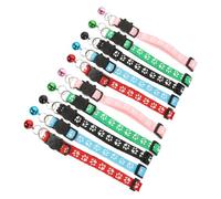 DOITOOL 10pcs Cat Collar Bell Cute Adjustable Kitten Collar for Small Pets Safety Buckle Paw Print Patterned Comfortable Everyday Use Party Dress