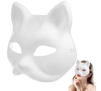 DOITOOL 10Pcs Cat Masks White Paper Animal Mask for DIY Painting Masquerade Cat Facemask Costume Prop for Halloween Party