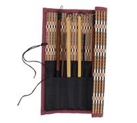 DOITOOL 10pcs Chinese Calligraphy Brush Bamboo Handle Natural Hair Ink Brushes for Beginners Precision Watercolor Painting Traditional Art Creation with Roll Up Pen Bag