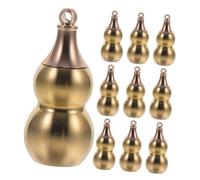 DOITOOL 10pcs Copper Gourd Keychain Pendant Set Vintage Feng Shui Wu Lu Amulet Mini Chinese Gourd Ornaments Hanging Lucky Charms for Prosperity and Year of The Keychain