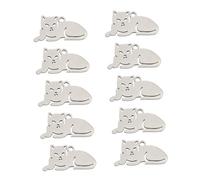 DOITOOL 10Pcs Handmade Cat Pendant Stainless Steel DIY Necklace Charms Creative Hanging Decoration for Party Decor and Jewelry Making