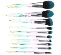DOITOOL 10pcs Makeup Brush Set with Blue Handles, Plastic and Fiber Wool Material, Evenly Spread Blush and Lipstick, for Everyday Face Powder Application
