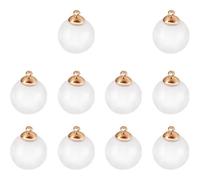 DOITOOL 10pcs Mini Ball Charms for DIY Jewelry Making Golden Plastic | 8mm Single-hole Set with Flat Cap, Lightweight Craft Supply, for Necklace and Earring Projects