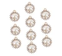DOITOOL 10Pcs Pearl Pendants with Rhinestone Alloy Charms for DIY Jewelry Making Lightweight Decorative Earring Charms for Craft Projects Skin Friendly Accessories for Crafting and Ideas