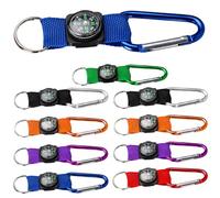 DOITOOL 10pcs Portable Metal and Fabric Key Chain Compass Set with Accurate Guide for Outdoor Camping, Hunting and Fishing Survival Adventures Random Color