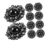 DOITOOL 10pcs Round Sewing Buttons with Rhinestone Decorative DIY Craft Assortment for Clothing Knitting and Embellishment Sturdy and Smooth Surface Black