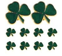 DOITOOL 10pcs Shamrock Brooch Pin Green Zinc Alloy St Patrick's Day Decoration for Shoes and Hats, Party and Gathering Accessory