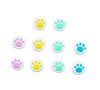 DOITOOL 10pcs Silicone Thumb Grips with Cute Cat Paw Pattern, Flexible Joystick Grip Button Caps to Improve Gaming Experience, Compatible Thumb Stick Covers for Controllers Random Color