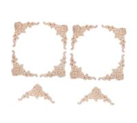 DOITOOL 10pcs Solid Wood Ornate Appliques Corner Decorations Unpainted Rose Carved Onlays for Furniture Doors Cabinets Beds Home Wall Cupboard Trim European Style