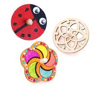 DOITOOL 10pcs Unfinished Wooden Gyroscope Tops DIY Painting Craft for Safe Premium Wood Material Enhance Creativity Hand Eye Coordination Educational Plaything
