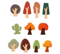 DOITOOL 11pcs Wooden Craft Forest Trees Toys Scene Mini Tree Kit Craft Set Cake Topper Scenery For Early Educational Preschool Classroom Project Montessori Toys