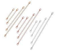 DOITOOL 12 Pcs Alloy Jewelry Extender Chains for Necklaces Bracelets Anklets Multi Lengths in Gold Silver Rose Gold Non Fading DIY Craft Accessories