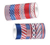 DOITOOL 12 Rolls American Independence Day Decorative Scrapbook Tape Adhesive Washi Tape with Stars and Stripes Designs for DIY Journals and Crafting