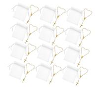 DOITOOL 12 Sets Mini Rosary Bracelets with Pearl Cross Full Moon Charm Faux Gold and White Religious Prayer Chaplet for Baptism First Holy Communion Wedding Party