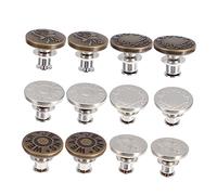 DOITOOL 12pcs Adjustable Nail Metal Jean Buttons Instant Snap Fasteners for Waistbands Durable Reusable Clips for Jeans Pants Jackets