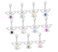 DOITOOL 12Pcs Angel Wing Pendants with Lobster Clasp DIY Jewelry Accessories Mixed Colors Pendant Set for Wedding Party Crafts