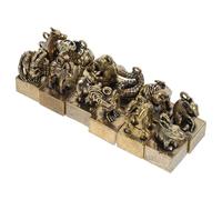 DOITOOL 12pcs Brass Chinese Zodiac Figurines Traditional Animal Ornaments Vintage Keychain Pendants for Home Decor Table Decorations Chinese Year Display