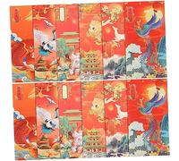 DOITOOL 12Pcs Chinese Style Red Envelopes Set Mixed Color Pearl Paper Gold Stamping Money Pouches for Year Gift Giving Wedding Holiday Blessings and Festival Celebrations