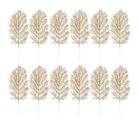 DOITOOL 12PCS Christmas Glitter Picks Artificial Flower and Leaves Christmas Tree Ornaments for Tree Wreath Garland Wedding Decorations Golden