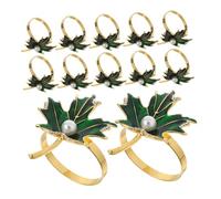DOITOOL 12pcs Decorative Fall Napkin Rings with Faux Pearl Maple Leaf Design Metal Table Napkin Holders for Thanksgiving Wedding Hotel Dinners Elegant Autumn Party Accessories